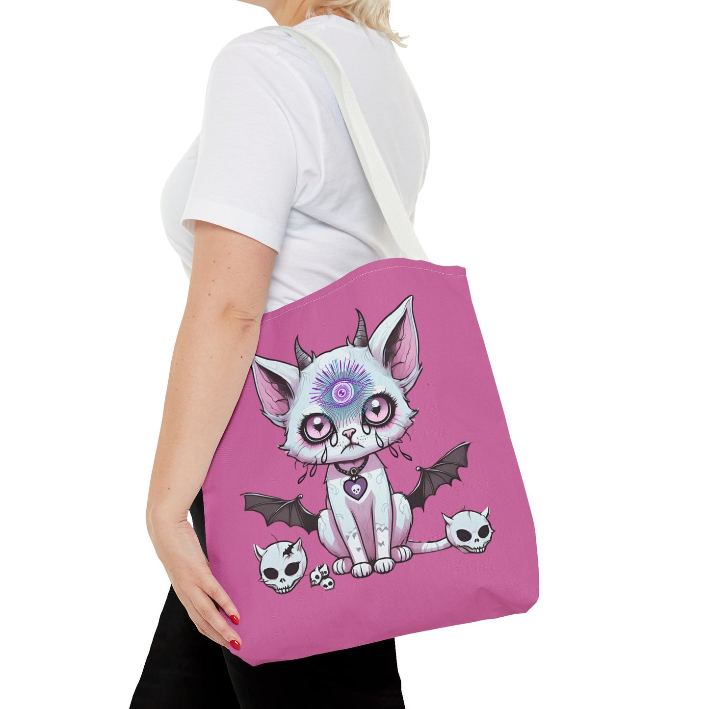 Pastel Goth Cat Tote Bag Vyxie the Cat Mystical 3rd Eye Design