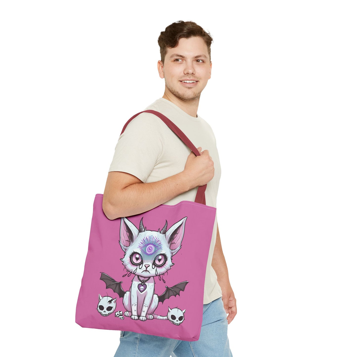 Pastel Goth Cat Tote Bag Vyxie the Cat Mystical 3rd Eye Design