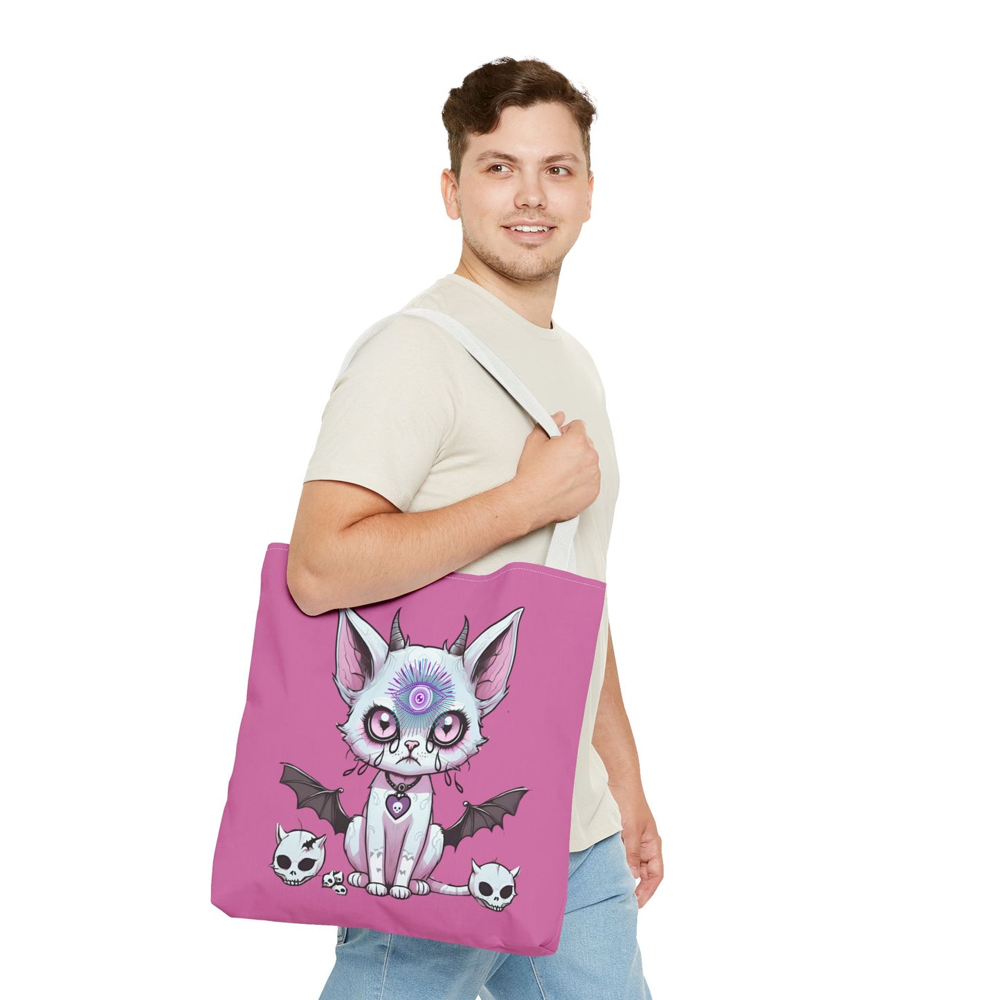 Pastel Goth Cat Tote Bag Vyxie the Cat Mystical 3rd Eye Design
