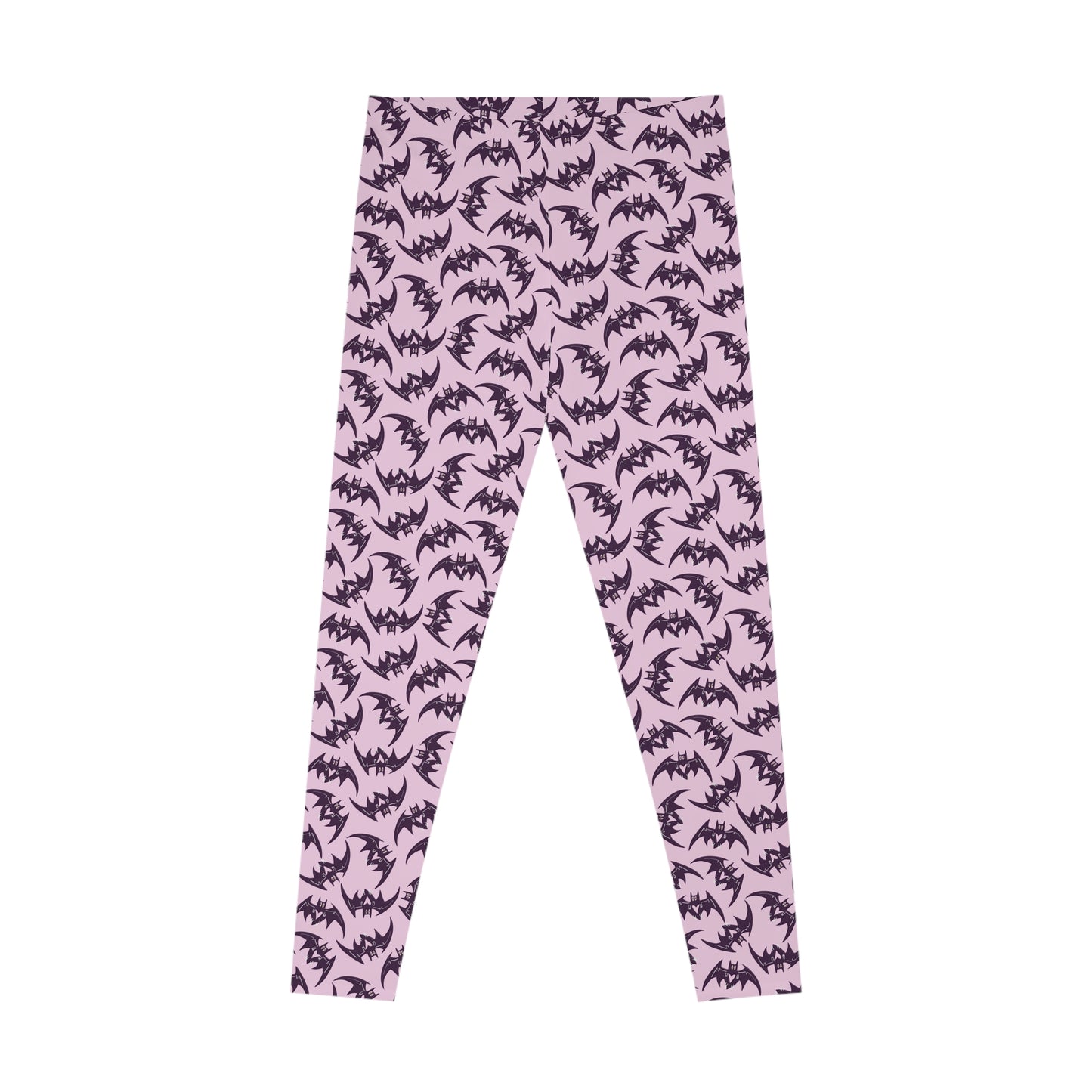 Stretchy Leggings - Pastel Goth Pink with Bats