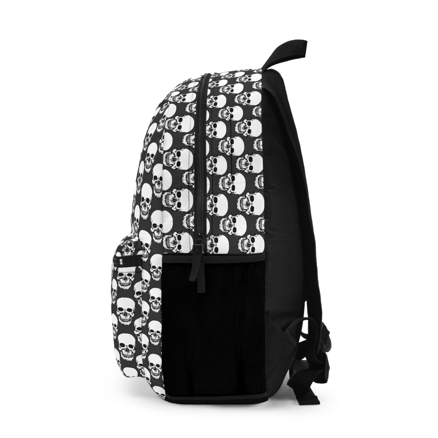 Backpack, Skulls Background with Cat Head Goth Aesthetic