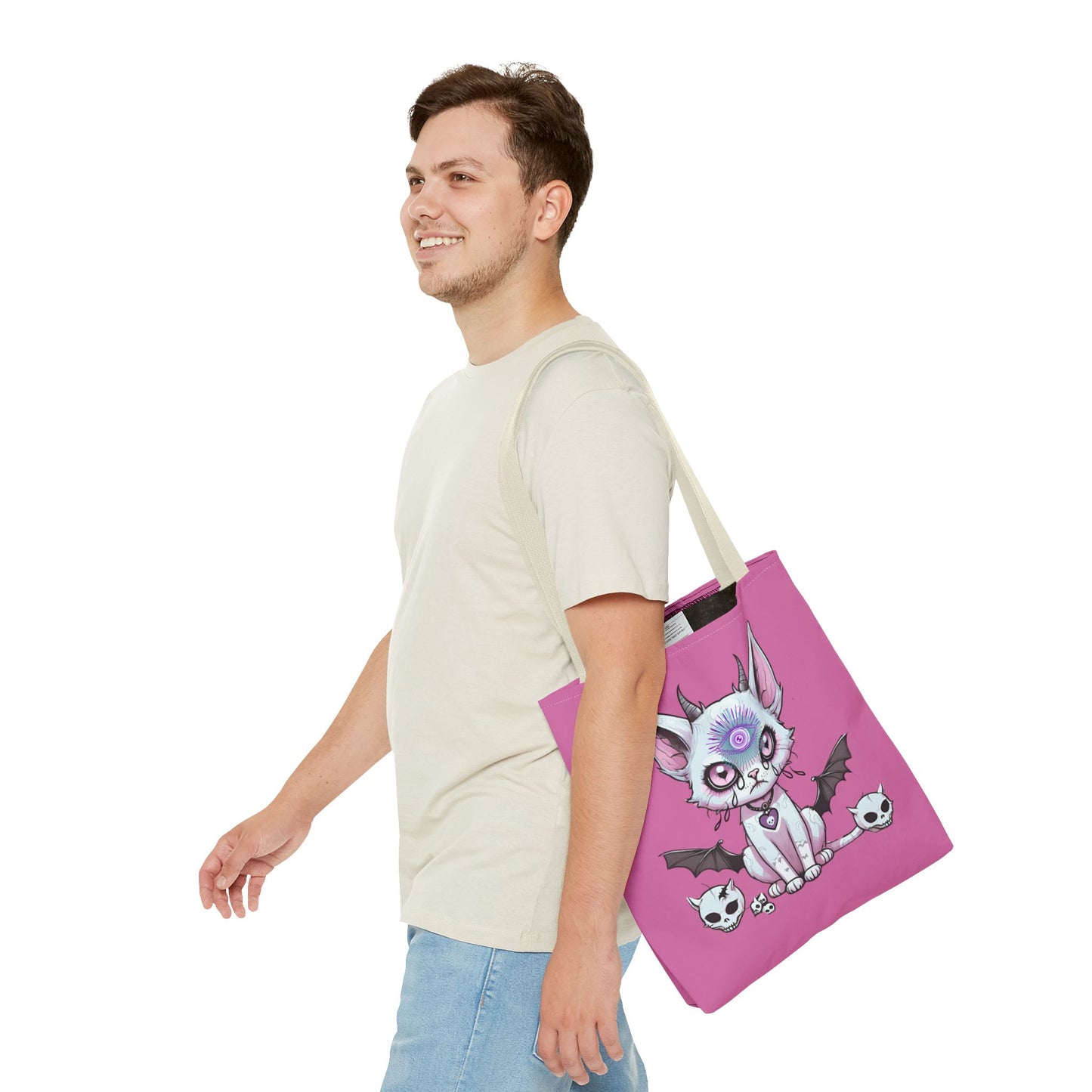 Pastel Goth Cat Tote Bag Vyxie the Cat Mystical 3rd Eye Design