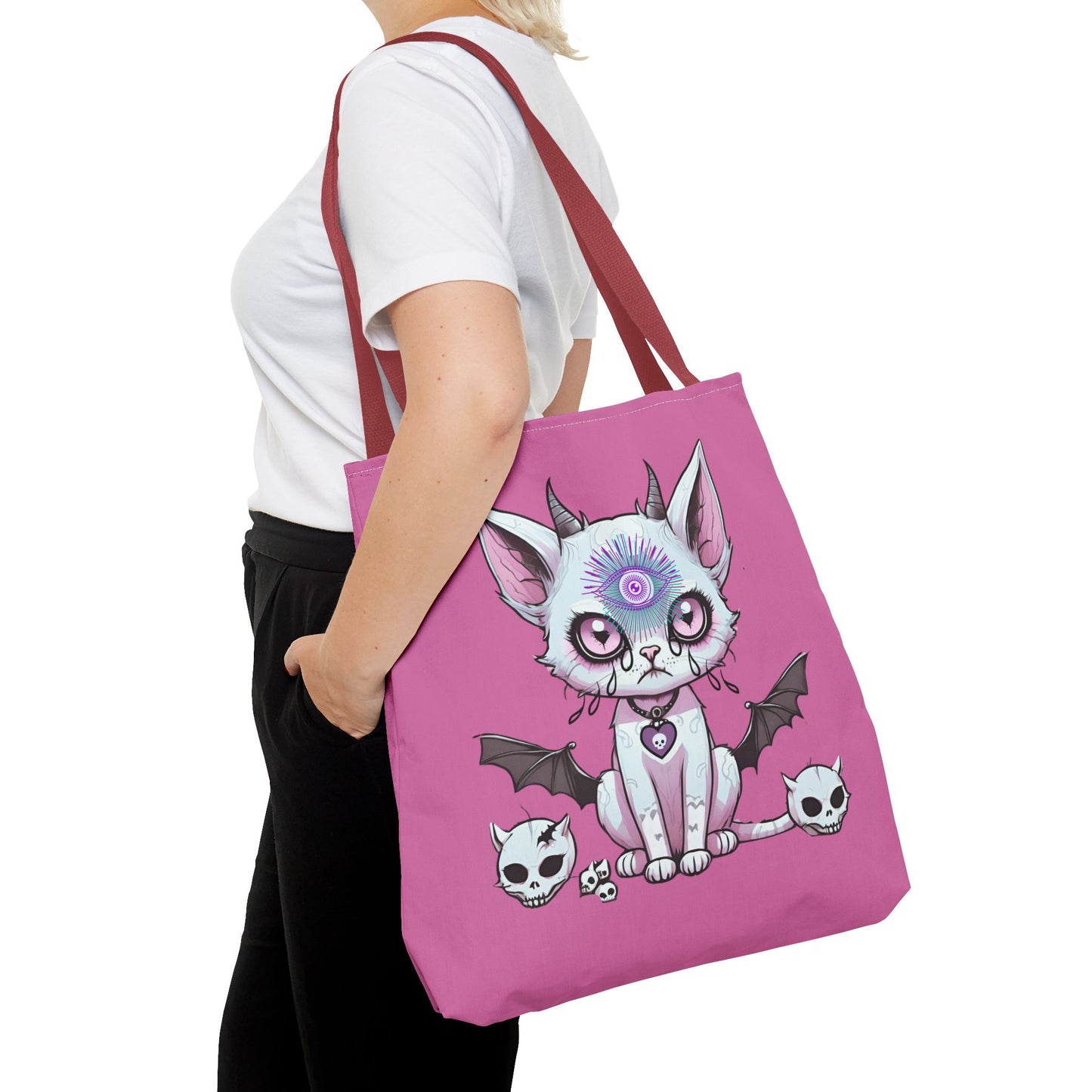 Pastel Goth Cat Tote Bag Vyxie the Cat Mystical 3rd Eye Design