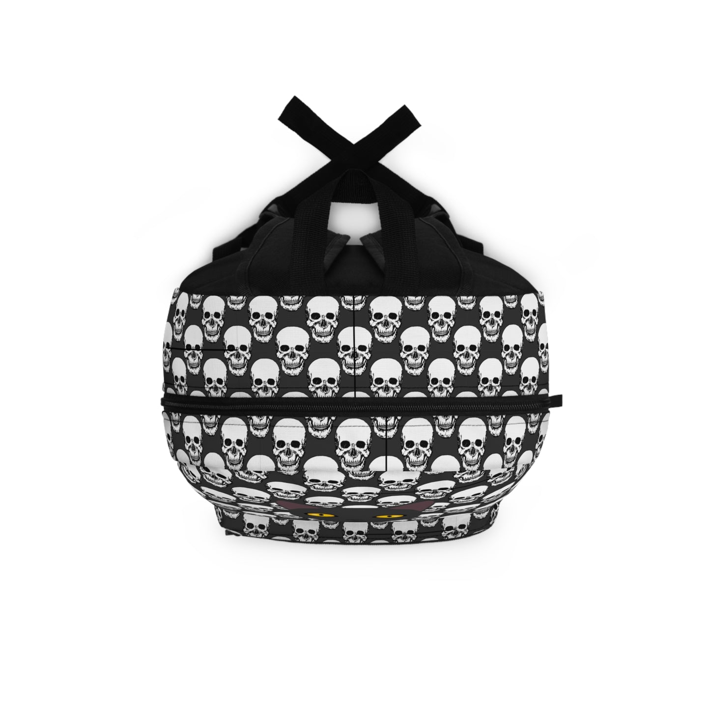 Backpack, Skulls Background with Cat Head Goth Aesthetic