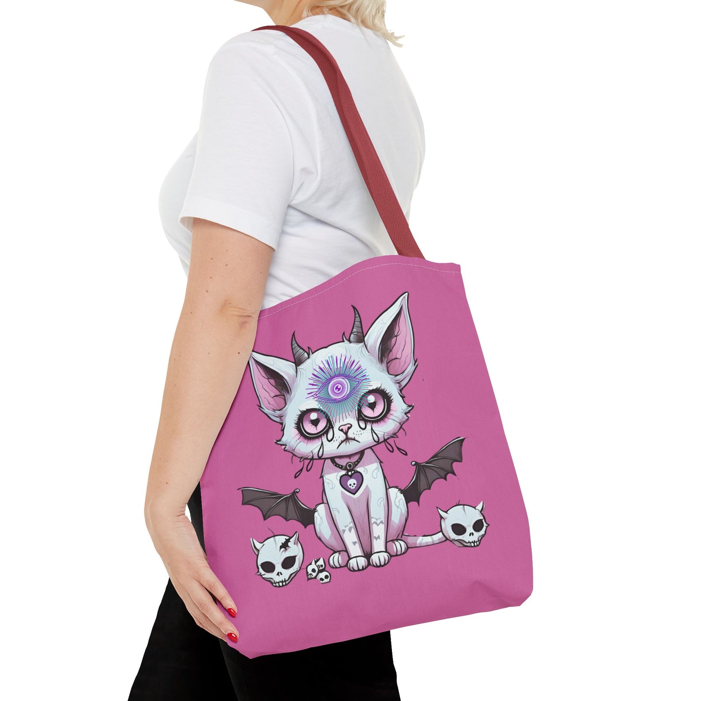 Pastel Goth Cat Tote Bag Vyxie the Cat Mystical 3rd Eye Design