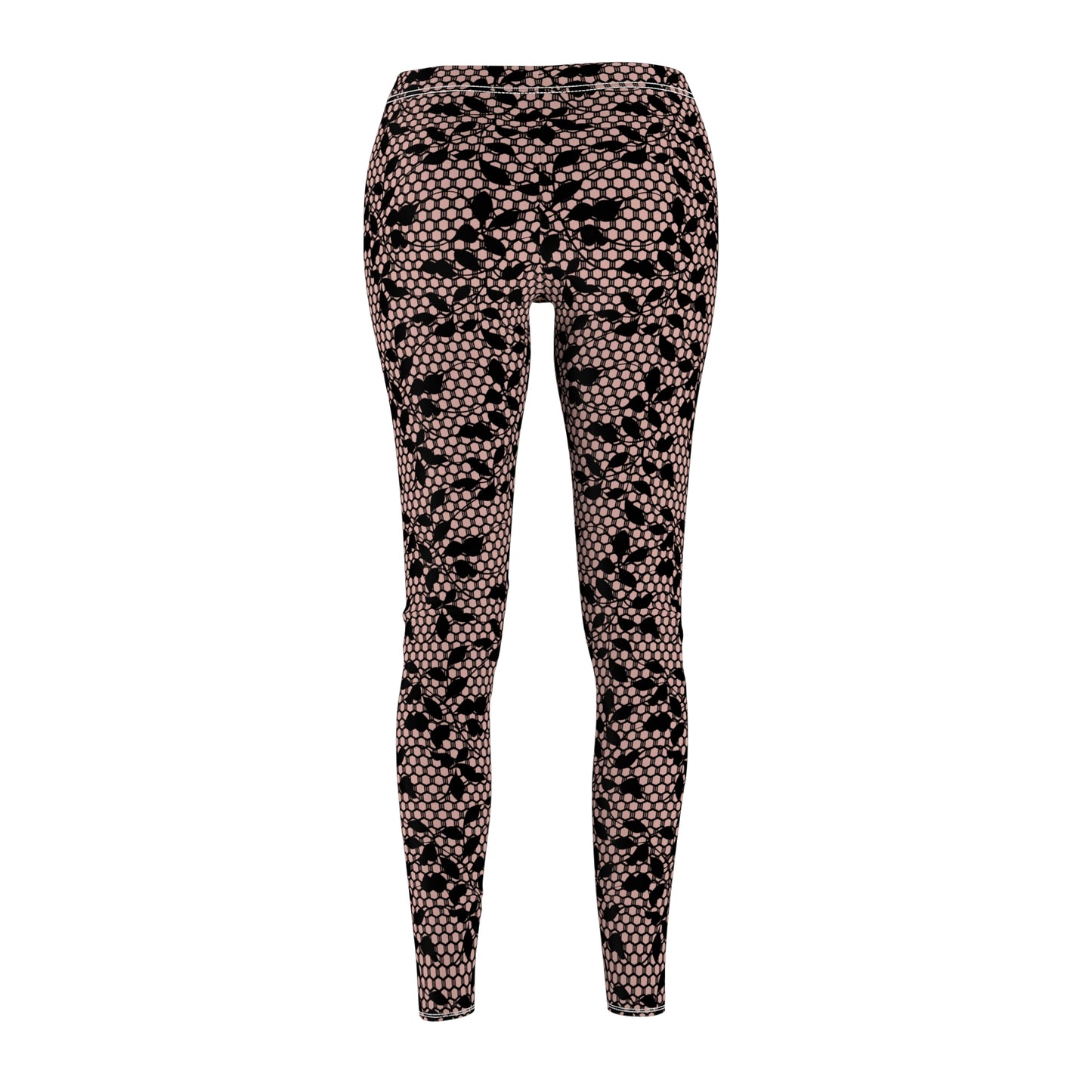Leggings, Goth Fishnet, Black Lace Design over Flesh color Background