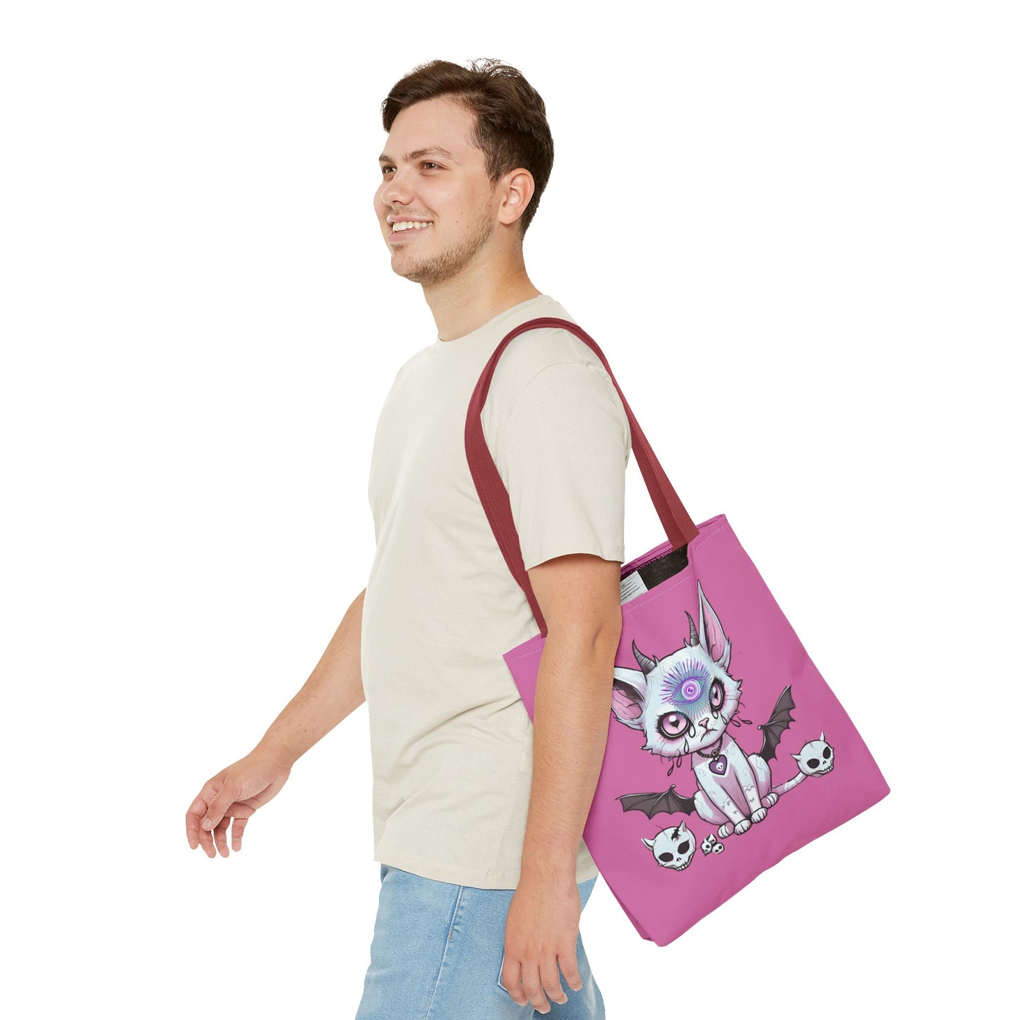 Pastel Goth Cat Tote Bag Vyxie the Cat Mystical 3rd Eye Design