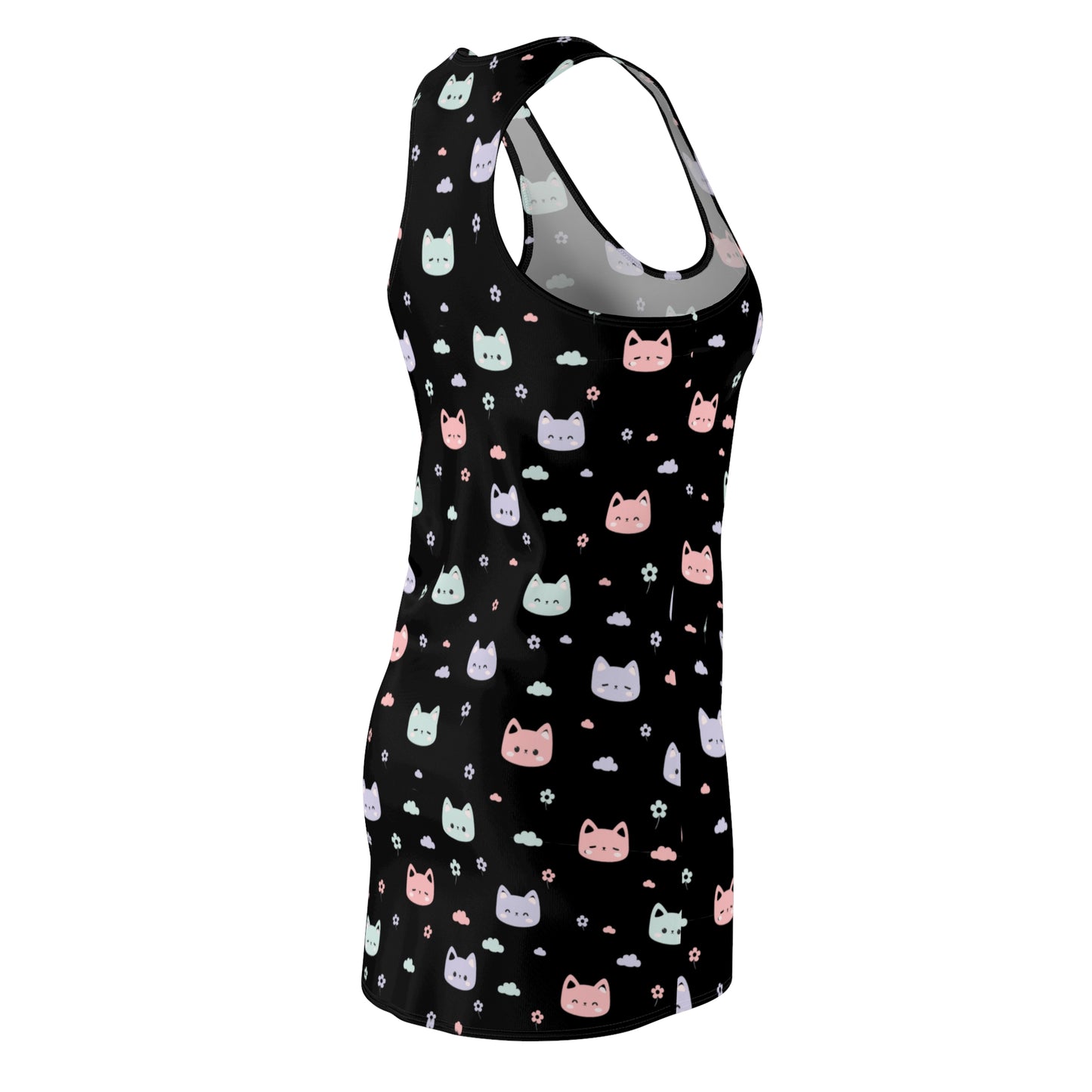 Racerback Dress Cute Cat Head Pastel Goth Graphic