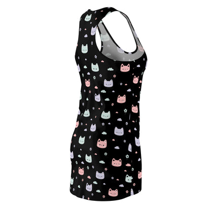 Racerback Dress Cute Cat Head Pastel Goth Graphic