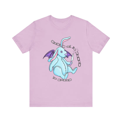 Pastel Goth Cute Dragon Bunny Tee Alternative Clothing, Cute Rabbit With Knife Cutting Chains Graphic  Empowerment