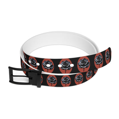 Statement Graphic Belt - Romantic Goth Aesthetic Floral Design for Casual Style