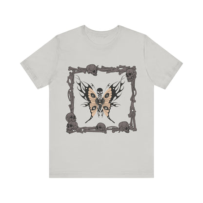 Gothic Luna Moth Skull Tee, Transformation Skeleton Shirt, Alternative Frame Bones Top, Unisex Jersey Short Sleeve T-Shirt, Men Women Grunge