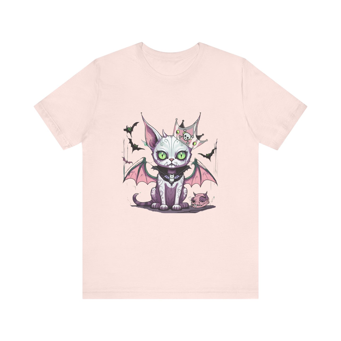 My Rules, Defiant Cat Pastel Goth Tee, Bat Wings, Horns and Crown Spooky Cute Graphic Cat Lovers