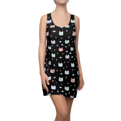 Racerback Dress Cute Cat Head Pastel Goth Graphic