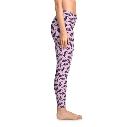 Stretchy Leggings - Pastel Goth Pink with Bats