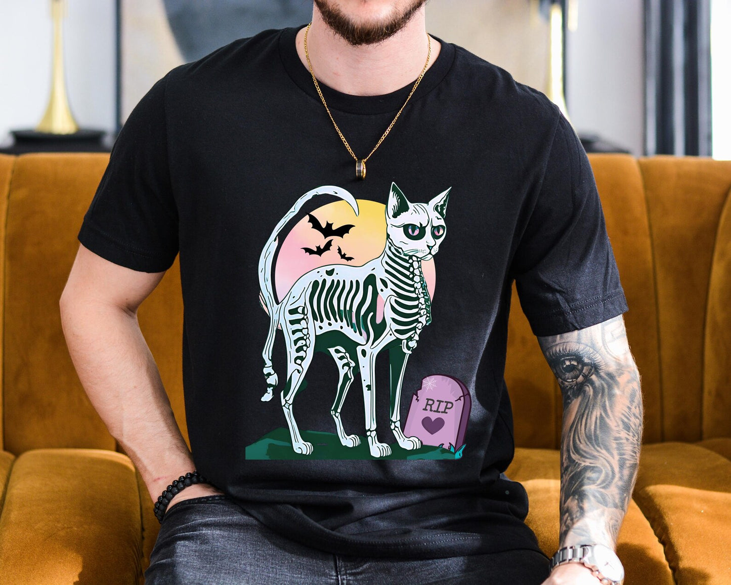 Pastel Goth Skeleton Cat Tee, Eternal Life, Alternative Clothing Spooky, Cat Lover, Goth Lover