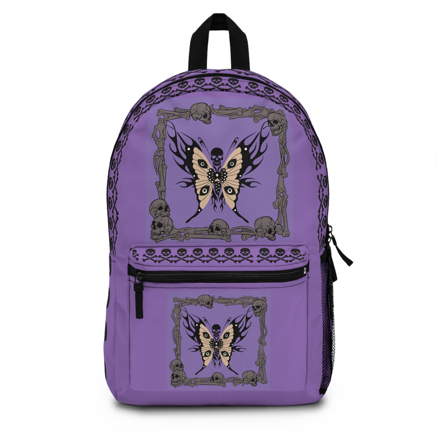 Backpack, Gothic Luna Moth Skeleton Skull and Bones Pattern School Bag for Alternative Style, Travel, Goth Fashion, Gift, Edgy