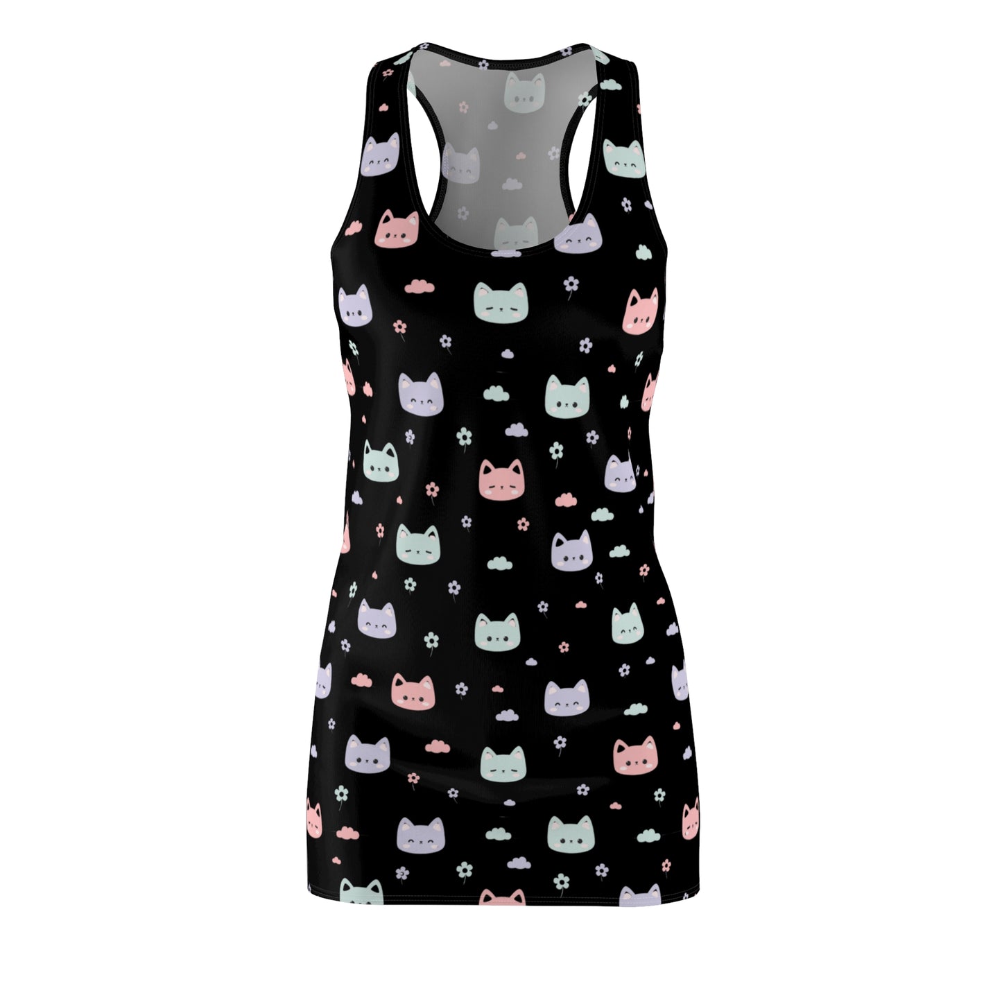 Racerback Dress Cute Cat Head Pastel Goth Graphic