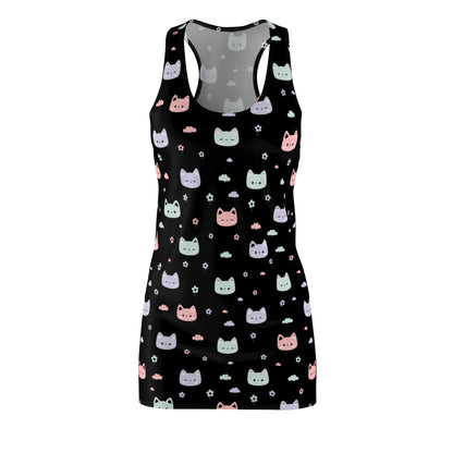 Racerback Dress Cute Cat Head Pastel Goth Graphic