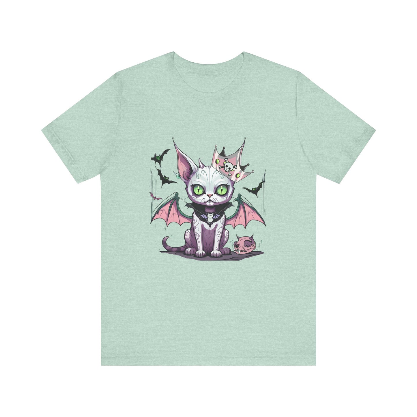 My Rules, Defiant Cat Pastel Goth Tee, Bat Wings, Horns and Crown Spooky Cute Graphic Cat Lovers