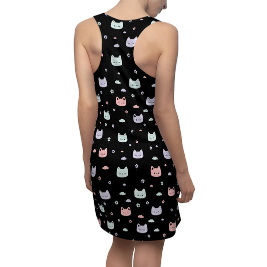 Racerback Dress Cute Cat Head Pastel Goth Graphic