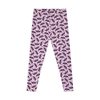 Stretchy Leggings - Pastel Goth Pink with Bats