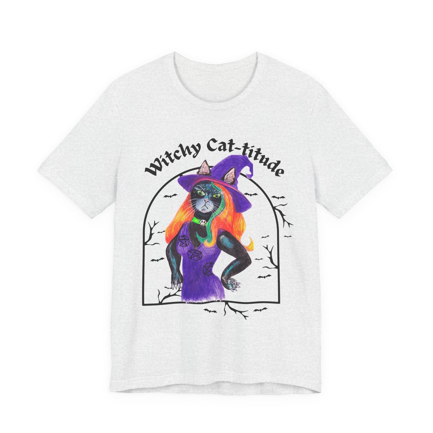 Witchy Cat-titude — Hexa Tee (Mixed Media)