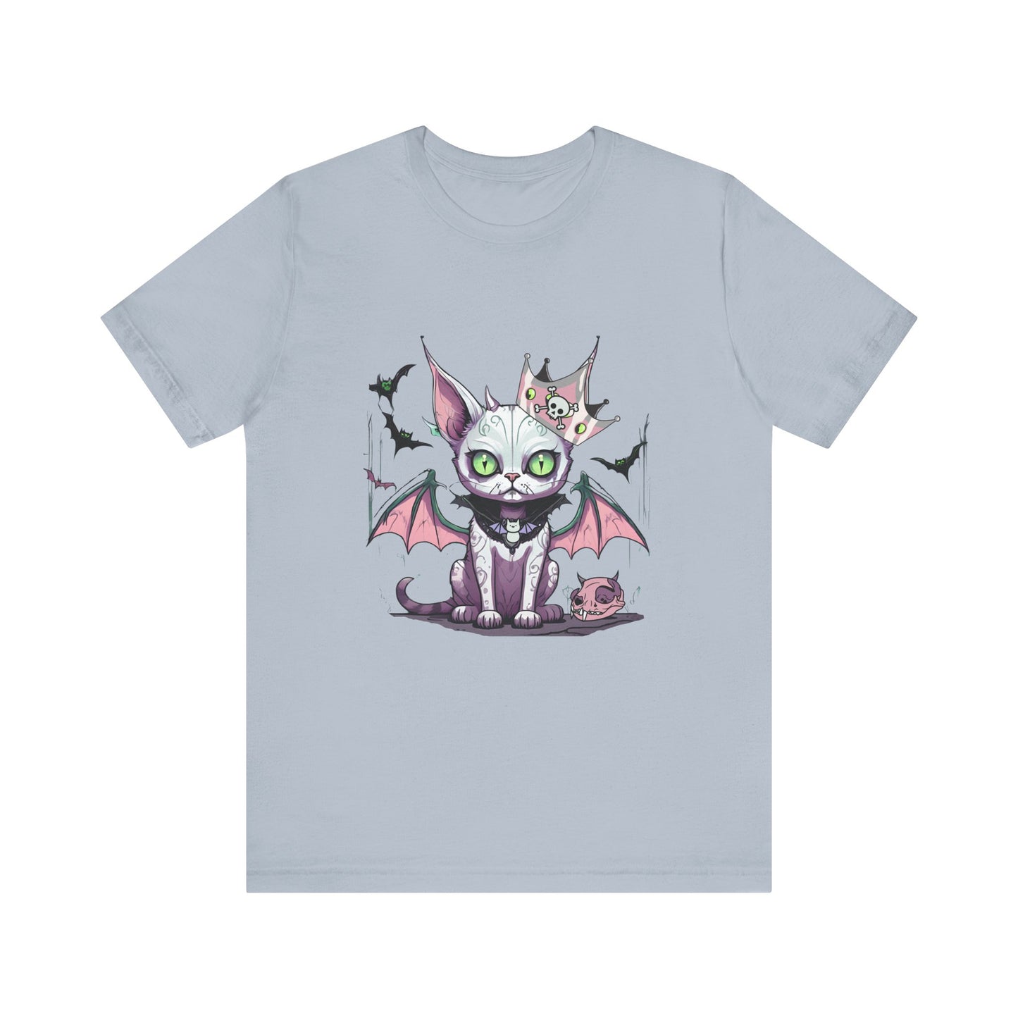 My Rules, Defiant Cat Pastel Goth Tee, Bat Wings, Horns and Crown Spooky Cute Graphic Cat Lovers