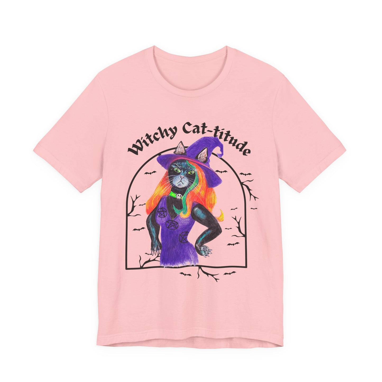 Witchy Cat-titude — Hexa Tee (Mixed Media)
