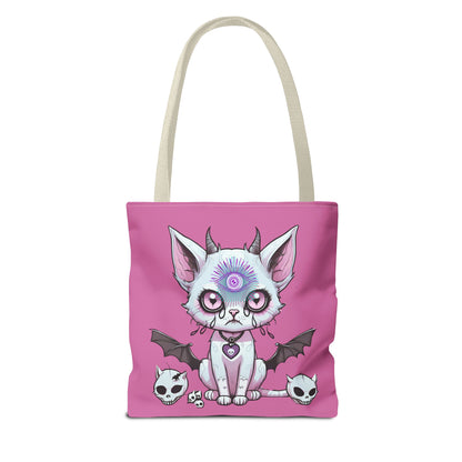 Pastel Goth Cat Tote Bag Vyxie the Cat Mystical 3rd Eye Design