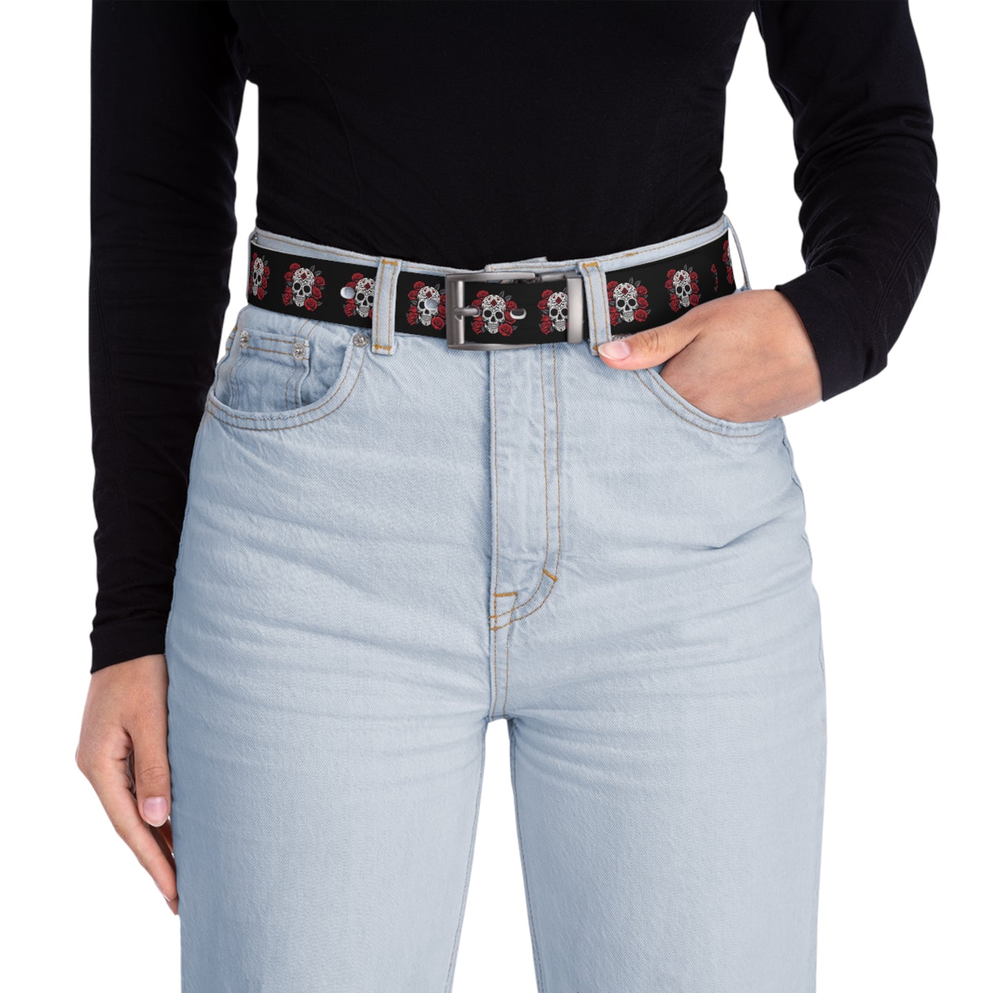 Stylish Skull Floral Belt for Bold Fashion Statements