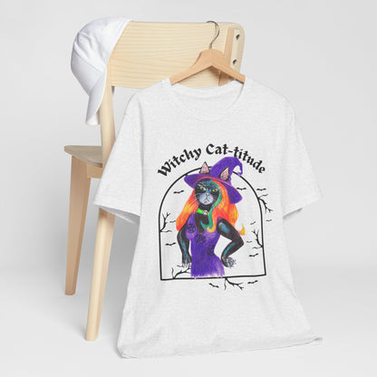 Witchy Cat-titude — Hexa Tee (Mixed Media)