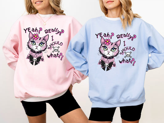 Pastel Rebel Goth Kitty Sweatshirt